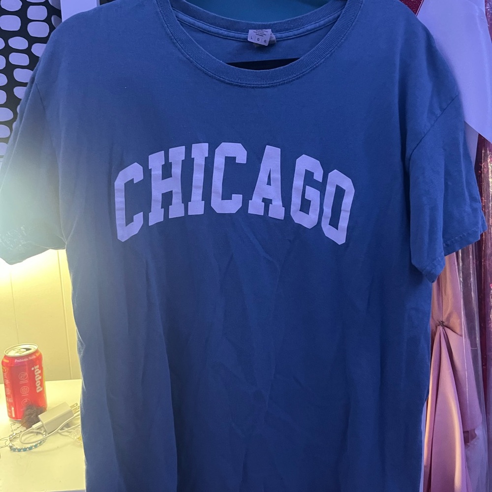 Gildan Blue Graphic Tee with White Print